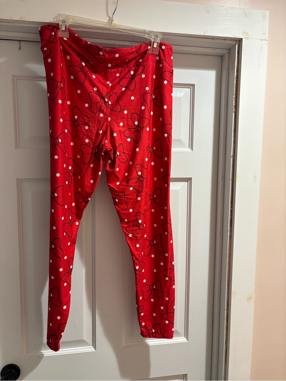Disney Red Minnie Bow Polka Dot Leggings